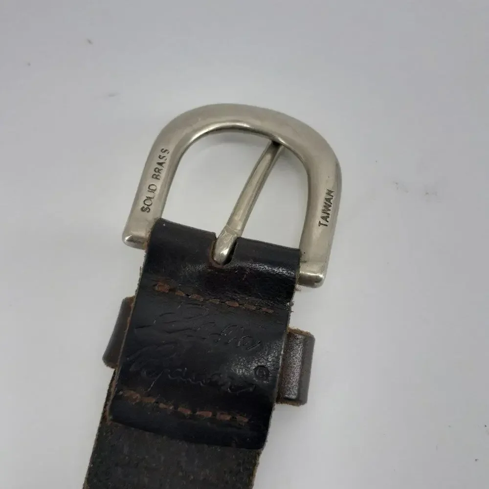 Eddie Bauer Dark Brown Leather Belt Braided Boho Women's M